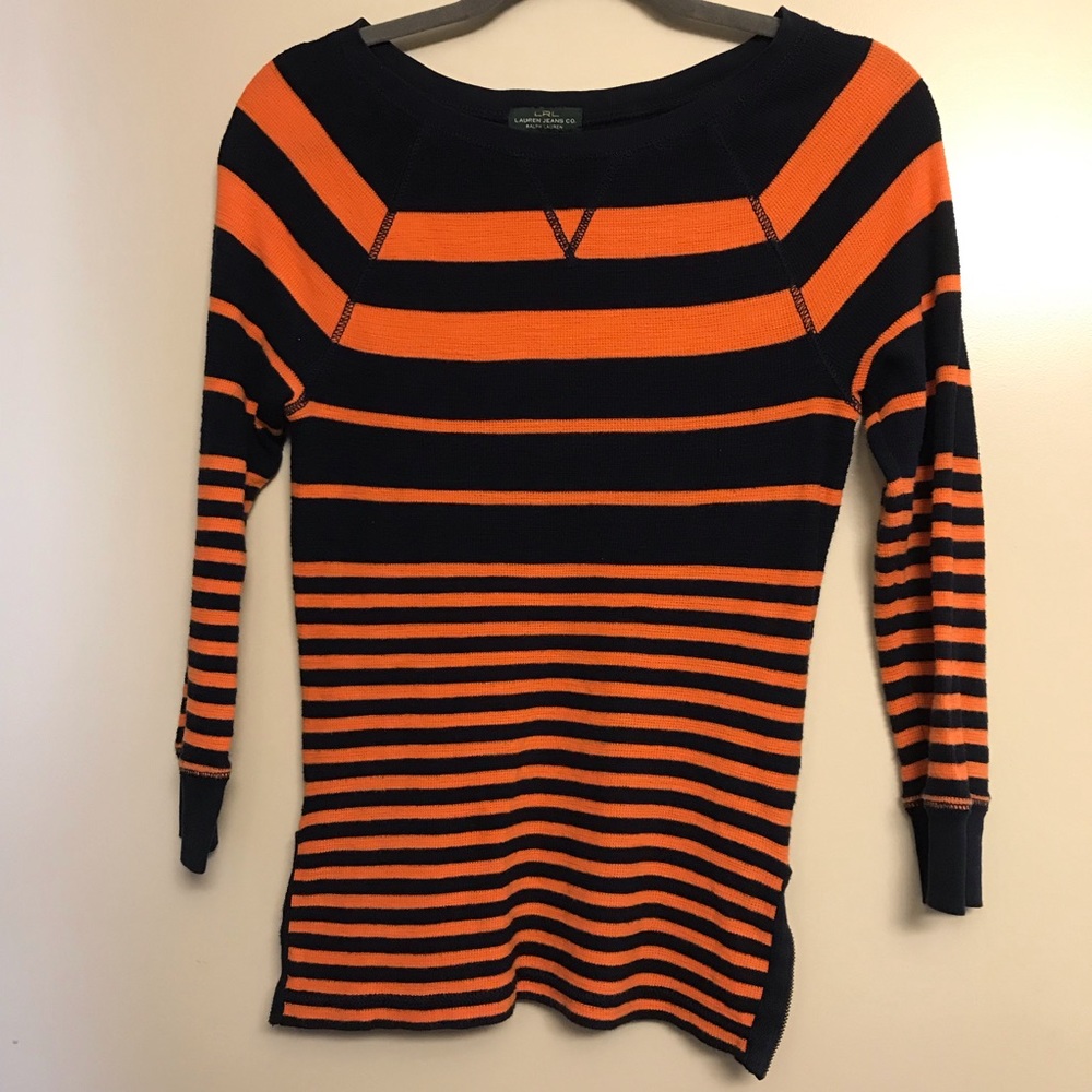 Ralph Lauren | Orange & Navy Blue Stripe Sweater